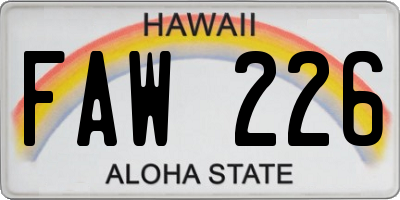 HI license plate FAW226