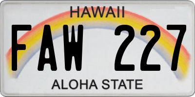HI license plate FAW227
