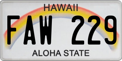 HI license plate FAW229