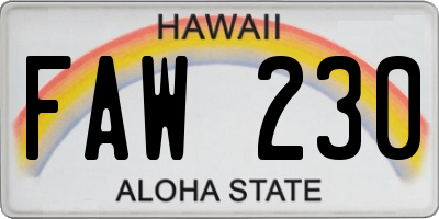 HI license plate FAW230