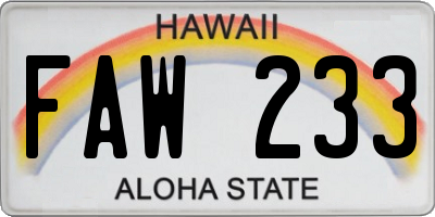 HI license plate FAW233