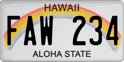 HI license plate FAW234