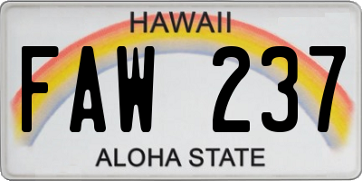 HI license plate FAW237