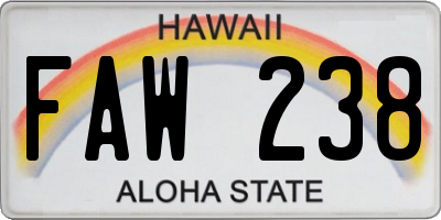 HI license plate FAW238