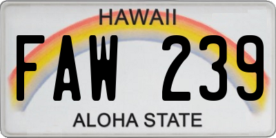 HI license plate FAW239