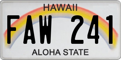 HI license plate FAW241