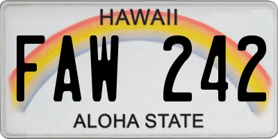 HI license plate FAW242