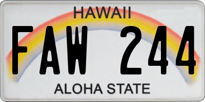 HI license plate FAW244
