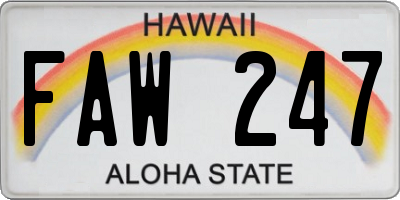 HI license plate FAW247