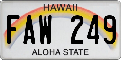 HI license plate FAW249