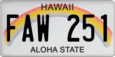 HI license plate FAW251