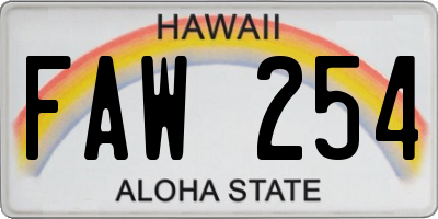 HI license plate FAW254
