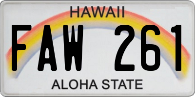 HI license plate FAW261
