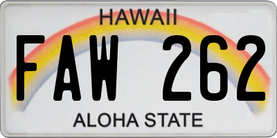 HI license plate FAW262