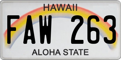 HI license plate FAW263