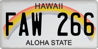 HI license plate FAW266