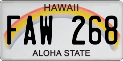 HI license plate FAW268