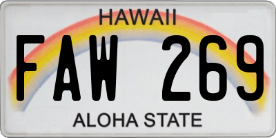 HI license plate FAW269