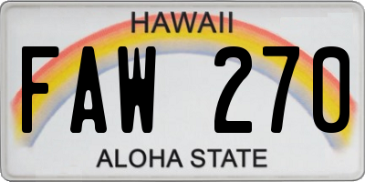 HI license plate FAW270
