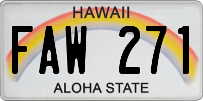 HI license plate FAW271
