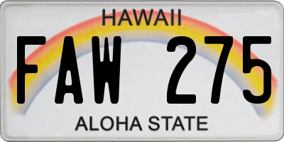 HI license plate FAW275
