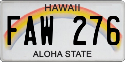 HI license plate FAW276