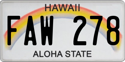 HI license plate FAW278
