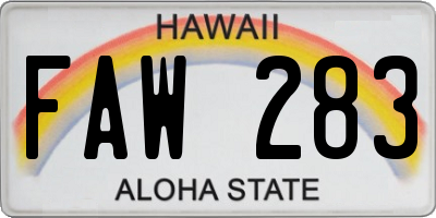 HI license plate FAW283