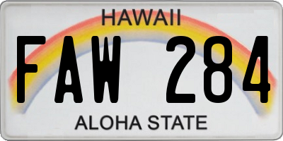 HI license plate FAW284
