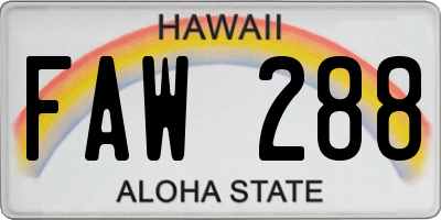HI license plate FAW288