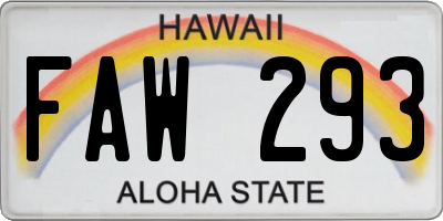 HI license plate FAW293