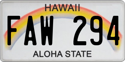 HI license plate FAW294