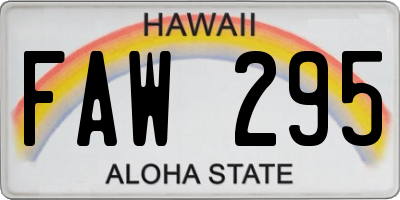 HI license plate FAW295