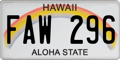 HI license plate FAW296