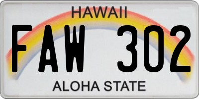 HI license plate FAW302