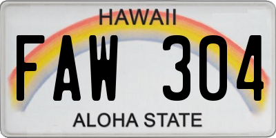 HI license plate FAW304
