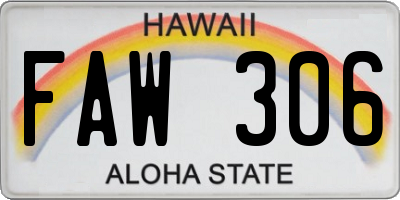 HI license plate FAW306