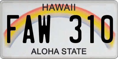 HI license plate FAW310