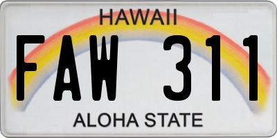 HI license plate FAW311