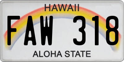 HI license plate FAW318