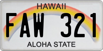 HI license plate FAW321