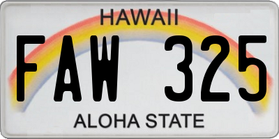 HI license plate FAW325
