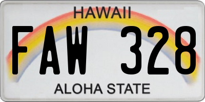 HI license plate FAW328