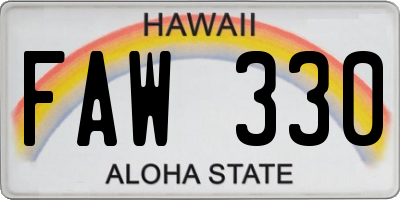 HI license plate FAW330