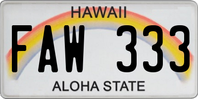 HI license plate FAW333