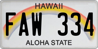 HI license plate FAW334