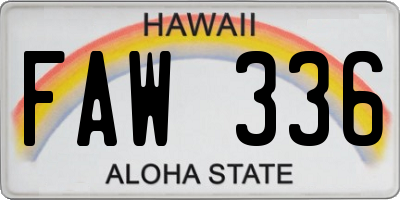 HI license plate FAW336
