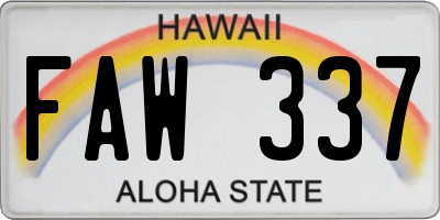HI license plate FAW337