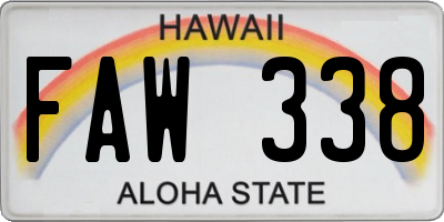 HI license plate FAW338