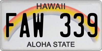 HI license plate FAW339